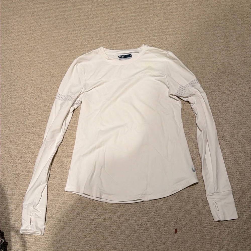Like white nylon long sleeve work out tee